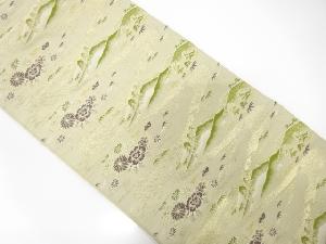 アンティーク　山並に霞・草花模様織り出し袋帯(材料)